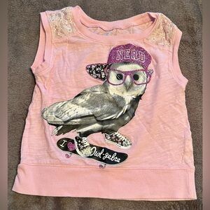 Justice Pink Nerdy Owl Graphic Tee